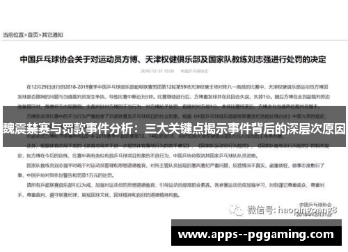 魏震禁赛与罚款事件分析：三大关键点揭示事件背后的深层次原因